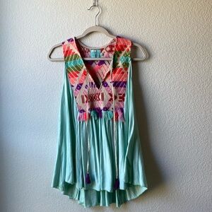 Judith March | Boho embroidered fringe tank